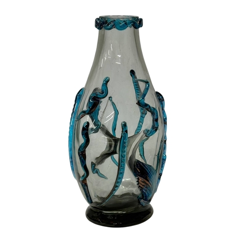 267 - Attributed to Auguste Jean, C.1880. A French Glass Bottle, Late 19th Century. 11x7x18.5cm.