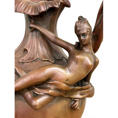 196 - Georges Charles Coudray (1862-1944) A Pair of Art Nouveau Bronze Ewer Form Sculptures. C.1900. 32cm.