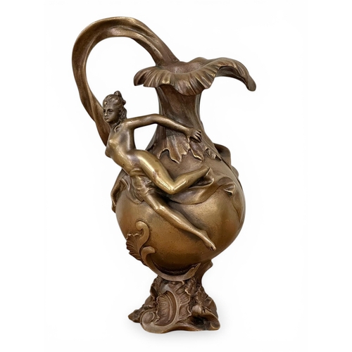 196 - Georges Charles Coudray (1862-1944) A Pair of Art Nouveau Bronze Ewer Form Sculptures. C.1900. 32cm.