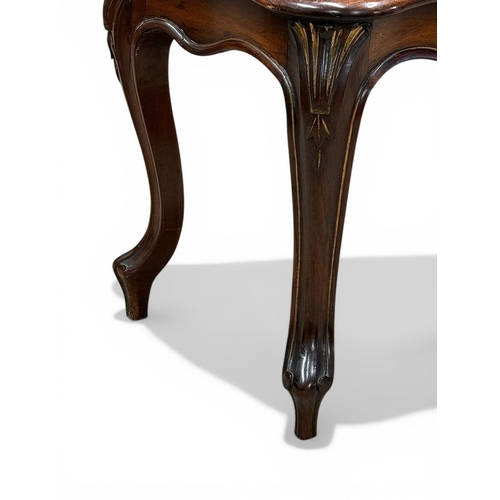210 - A Quality Victorian Rosewood Hall Bench. C.1860, 19th Century. Beautifully upholstered in a rich cre... 