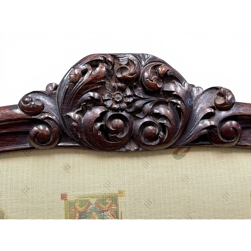 210 - A Quality Victorian Rosewood Hall Bench. C.1860, 19th Century. Beautifully upholstered in a rich cre... 