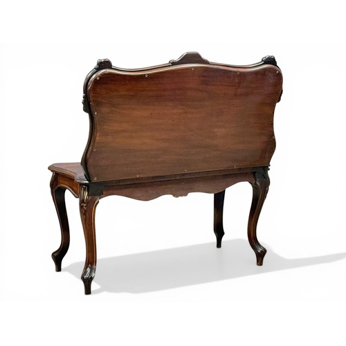 210 - A Quality Victorian Rosewood Hall Bench. C.1860, 19th Century. Beautifully upholstered in a rich cre... 