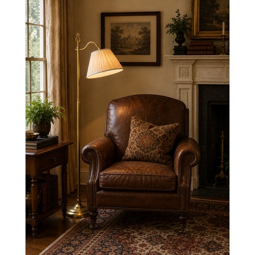 266 - A Brass Floor Reading Lamp. 149cm.