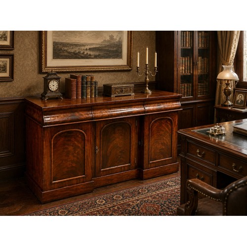 193 - A Victorian Mahogany Sideboard. C.1860-70, 19th Century. Three drawers over three panels doors and f... 