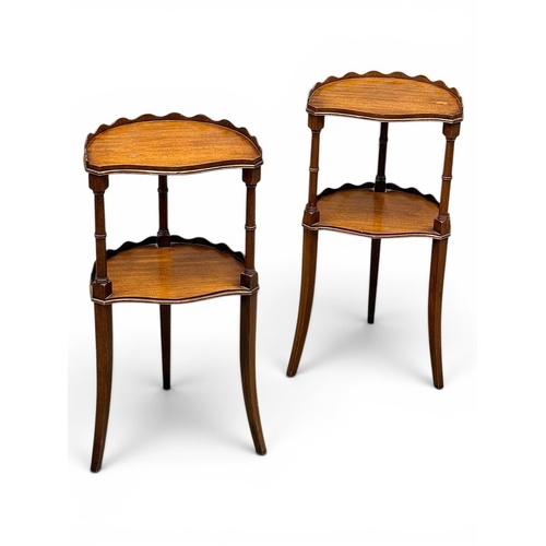 205 - A Pair of Regency Style Mahogany Two Tier Side Tables. 38x34x70cm.