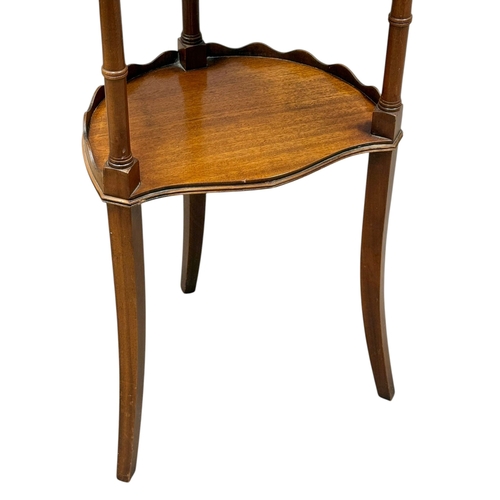 205 - A Pair of Regency Style Mahogany Two Tier Side Tables. 38x34x70cm.