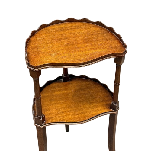 205 - A Pair of Regency Style Mahogany Two Tier Side Tables. 38x34x70cm.