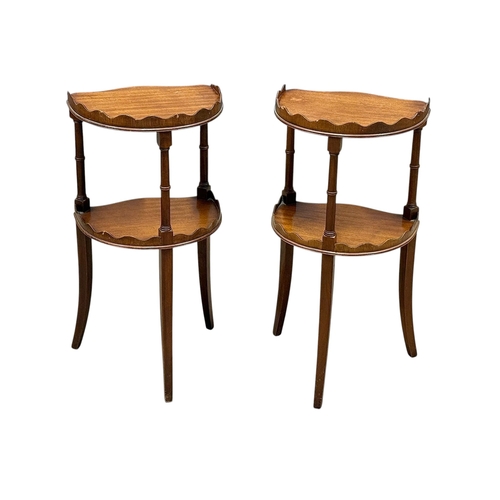 205 - A Pair of Regency Style Mahogany Two Tier Side Tables. 38x34x70cm.