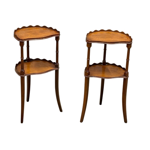 205 - A Pair of Regency Style Mahogany Two Tier Side Tables. 38x34x70cm.