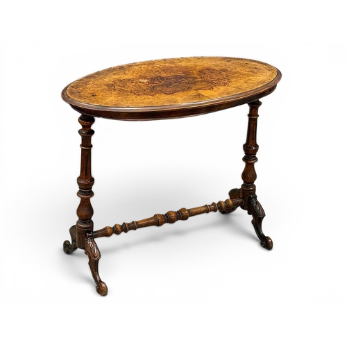 214 - A Victorian Burr Walnut Side Table. C.1860, 19th Century. 90x48.5x73cm.