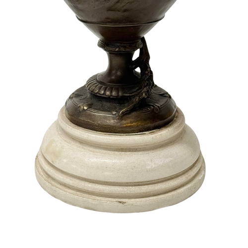 223 - Francois Moreau (1832-1926) A Large Pair of Art Nouveau Bronze Figural Vases Marble Bases. C.1900. 4... 