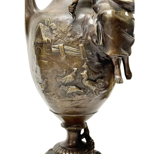 223 - Francois Moreau (1832-1926) A Large Pair of Art Nouveau Bronze Figural Vases Marble Bases. C.1900. 4... 
