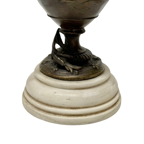 223 - Francois Moreau (1832-1926) A Large Pair of Art Nouveau Bronze Figural Vases Marble Bases. C.1900. 4... 