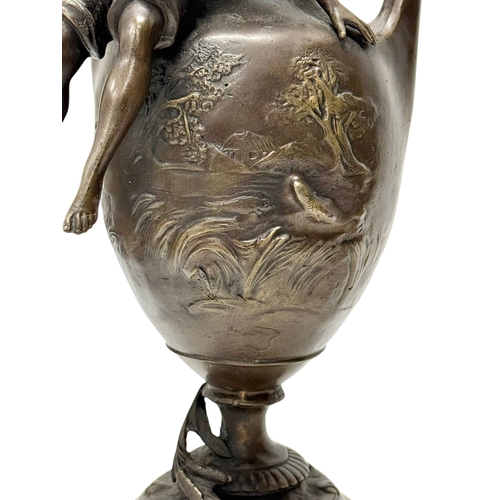 223 - Francois Moreau (1832-1926) A Large Pair of Art Nouveau Bronze Figural Vases Marble Bases. C.1900. 4... 