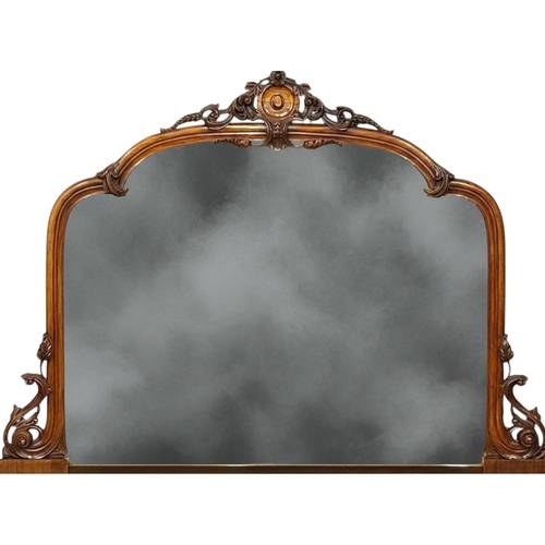226 - A Quality Victorian Carved Walnut Framed Overmantel. C.1860, 19th Century. 141x105cm.