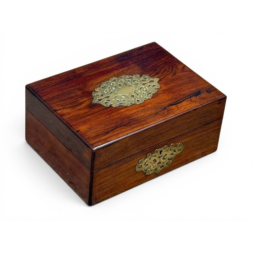 227 - A Victorian Rosewood and Brass Mounted Jewellery Box. 27x19.5x12cm.