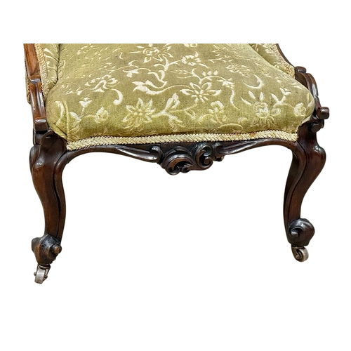 233 - A Quality Victorian Rosewood Framed Roll Back Ladies Chair. C.1850, Mid 19th Century.