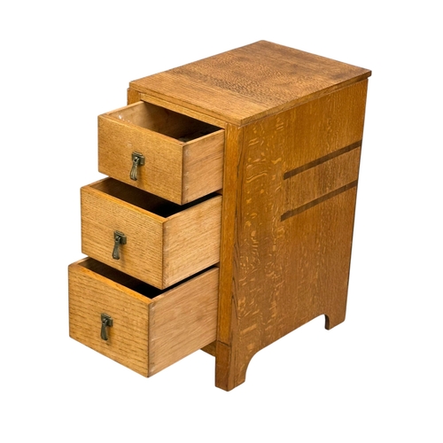242 - A Pair of Art Deco Oak Pedestal Bedside Chests. C.1930. 32.5x46.5x66.5cm.