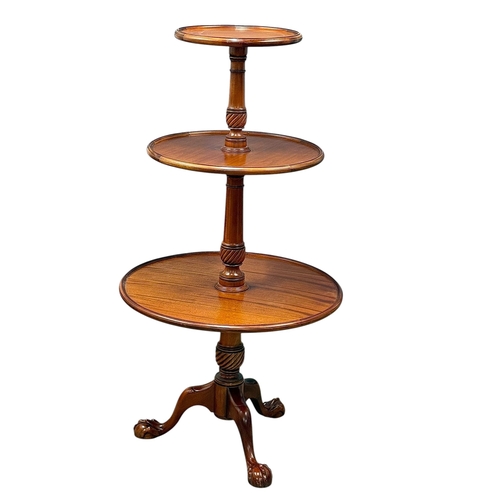 253 - A Large Georgian Style Mahogany Three Tier Dumbwaiter. 86x161cm.
