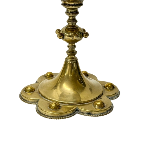 263 - Victorian Brass Candlesticks and Base. Late 19th Century.