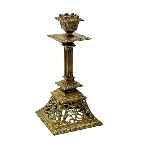 263 - Victorian Brass Candlesticks and Base. Late 19th Century.