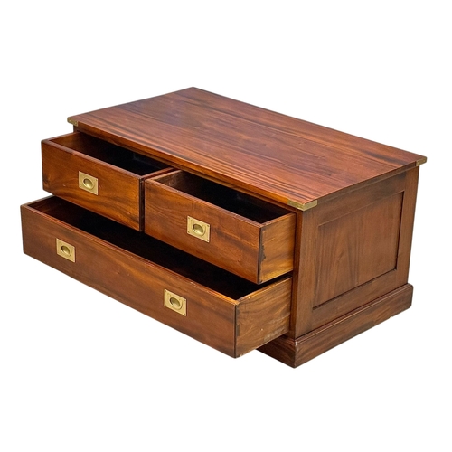 274 - A Campaign Style Mahogany and Brass Bound Coffee Table Chest. 100.5x56.5x51cm.