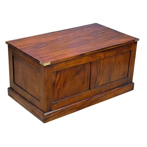 274 - A Campaign Style Mahogany and Brass Bound Coffee Table Chest. 100.5x56.5x51cm.