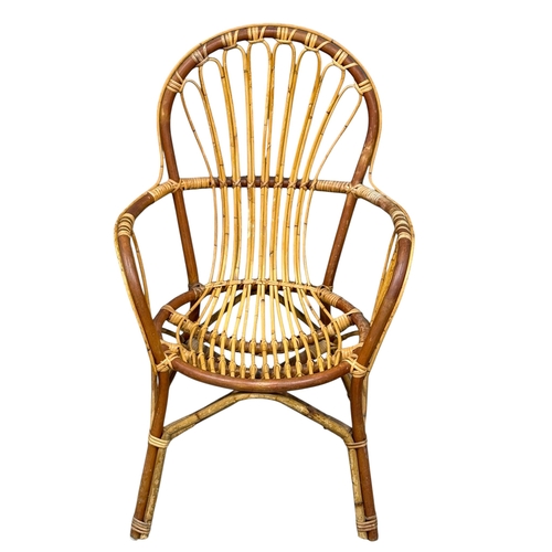 281 - A Pair of Bamboo and Rattan Armchairs. C.1960.
