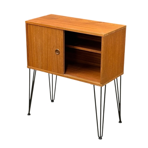 283 - A 1960’s Teak Side Cabinet on Hairpin Legs. 77x36x87cm.