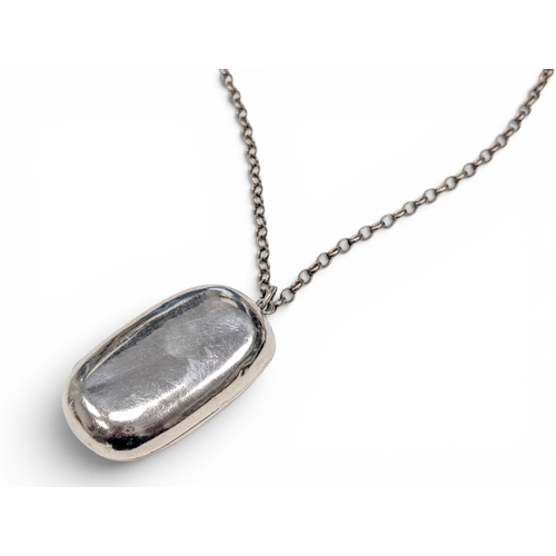 649 - Large Silver locket & Chain, 37 grams