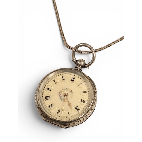 652 - A 935 Silver Pocket Watch on Silver Chain