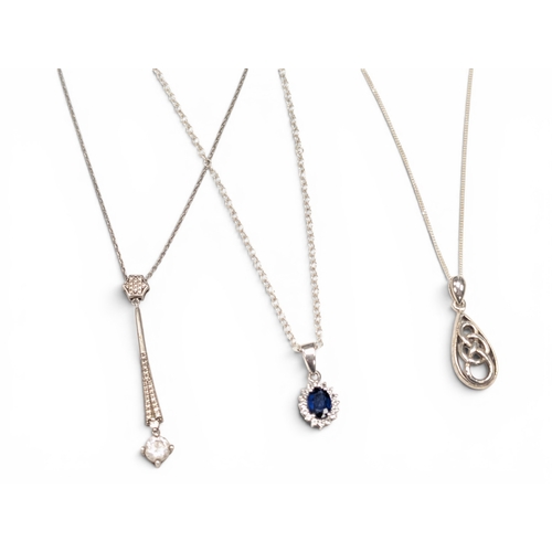 653 - 3 Silver Pendants & Chains