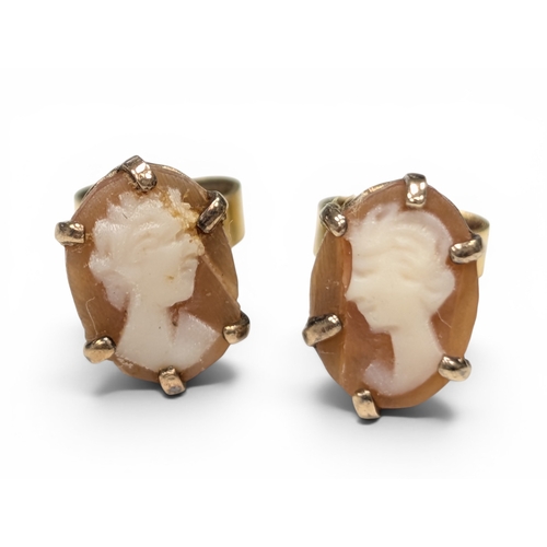 674 - Pair of 9ct Gold Cameo Earrings
