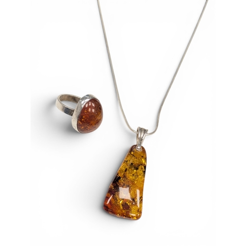 690 - Silver Necklace & Ring