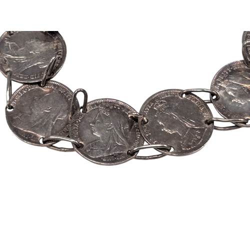 697 - 2 Silver Coin Bracelets, 37 grams
