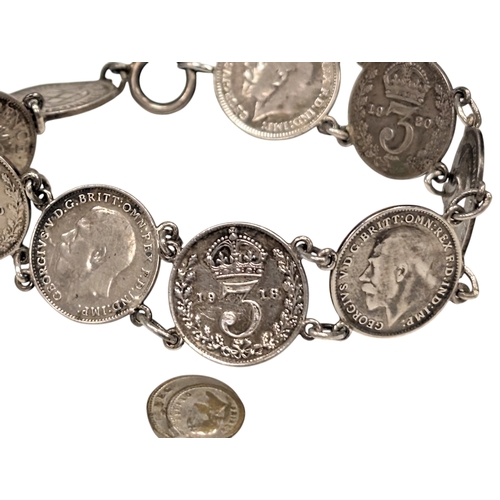 697 - 2 Silver Coin Bracelets, 37 grams