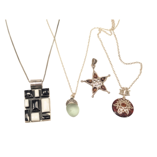 699 - 4 Silver Pendants & 3 Silver Chains