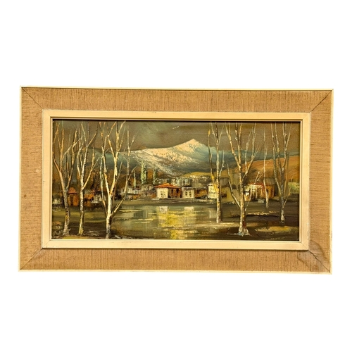 175 - An Autumn Glow Oil on Canvas. C.1960-70. 60.5x30.5cm. Frame 74.5x44cm.