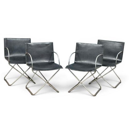 183 - A Set of Four Leather and Chrome Dining Chairs. Designed by Niels Gammelgaard for Cappellini. C.1985... 