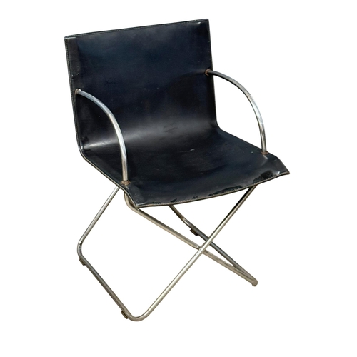183 - A Set of Four Leather and Chrome Dining Chairs. Designed by Niels Gammelgaard for Cappellini. C.1985... 