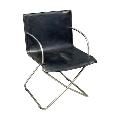 183 - A Set of Four Leather and Chrome Dining Chairs. Designed by Niels Gammelgaard for Cappellini. C.1985... 