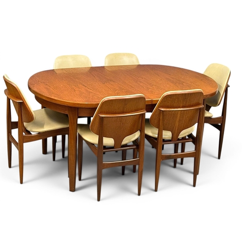 189 - A Teak Dining Table and Six Chairs by Elliots of Newbury. C.1970. 153x107x71.5cm.