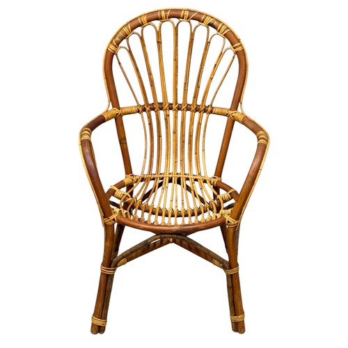 281 - A Pair of Bamboo and Rattan Armchairs. C.1960.