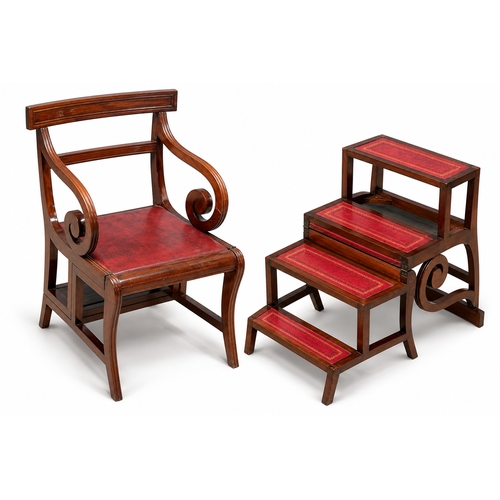 A Large Regency Style Mahogany Metamorphic Library Chair. (1)