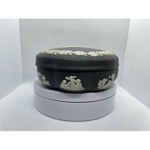 3 - Wedgwood Black Basalt Jasperware Covered Box/Trinket Box