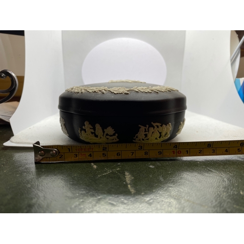 3 - Wedgwood Black Basalt Jasperware Covered Box/Trinket Box