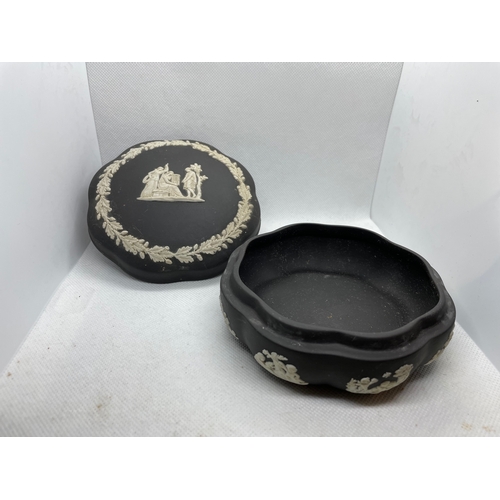 3 - Wedgwood Black Basalt Jasperware Covered Box/Trinket Box