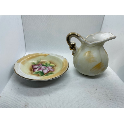 9 - Japanese Hand-Painted China Pitcher and Bowl Set