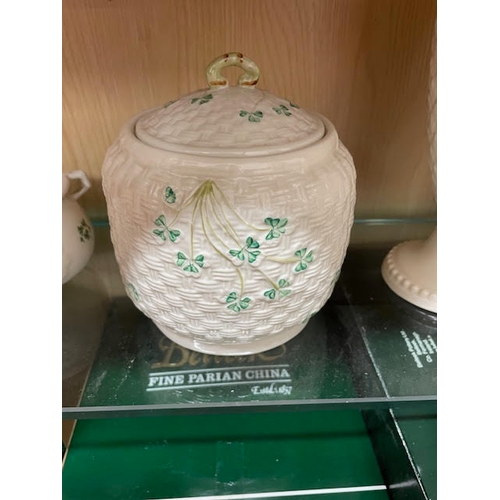 54 - A set of  Irish Belleek Shamrock porcelains (3)