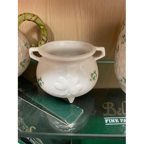 54 - A set of  Irish Belleek Shamrock porcelains (3)